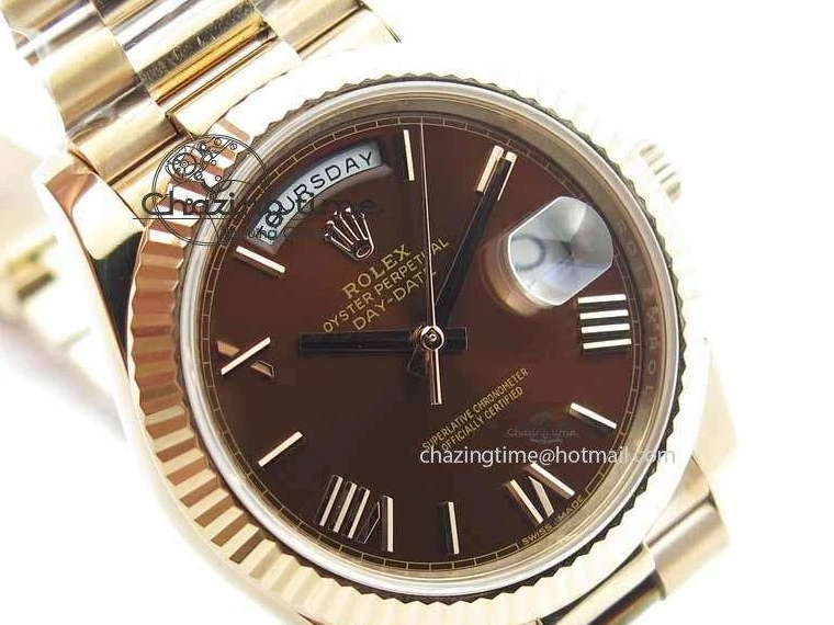 1226 Sophisticated Day-Date 40mm 228239 RG Noob 1:1 Best Edition Brown Roman Dial On RG President Bracelet A 3707